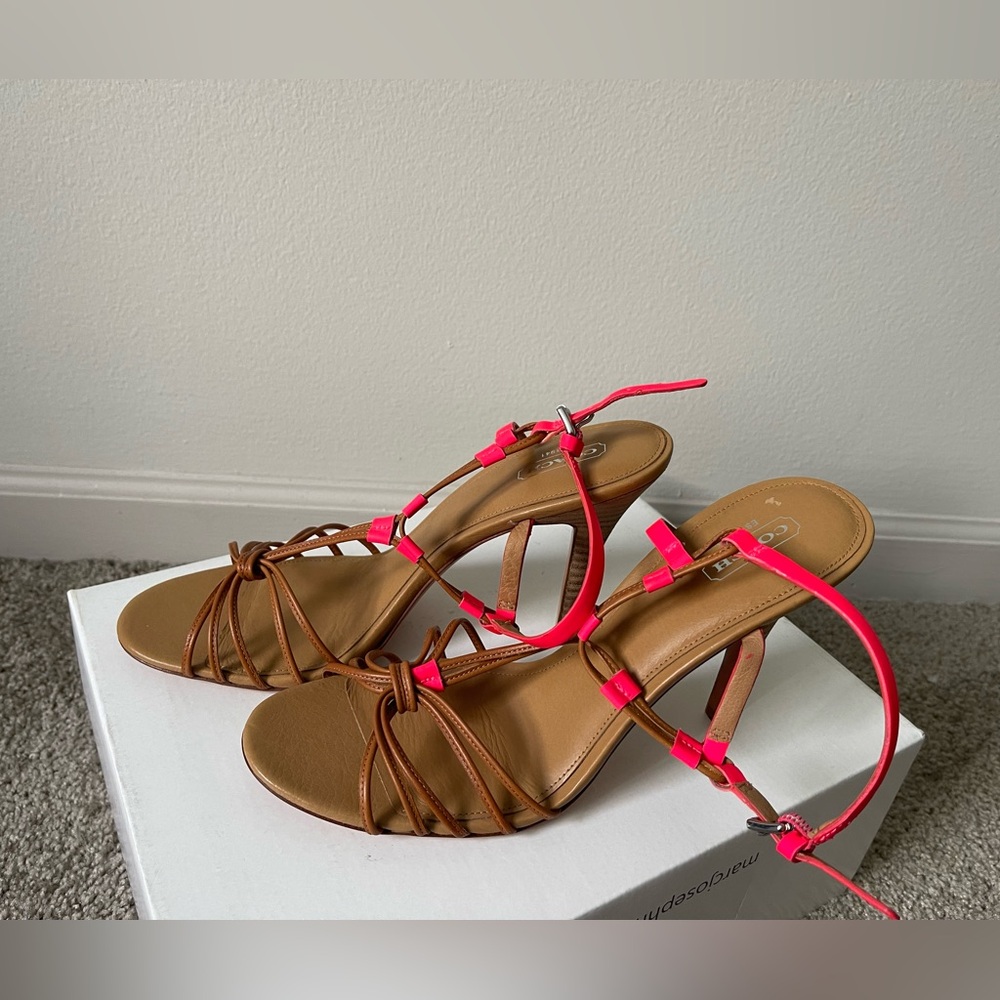 Coach LANA Elegant Strappy Sandal Pump Heel Shoe A0781 Pink/Ginger Size 10 - Picture 4 of 12